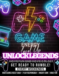 Arcade & Console Power-Up Flyer (US Letter) template