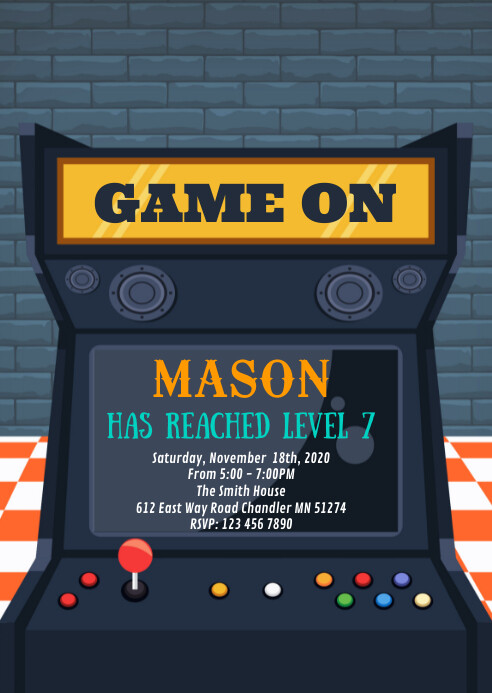 Arcade Game Birthday Invitation Template Postermywall