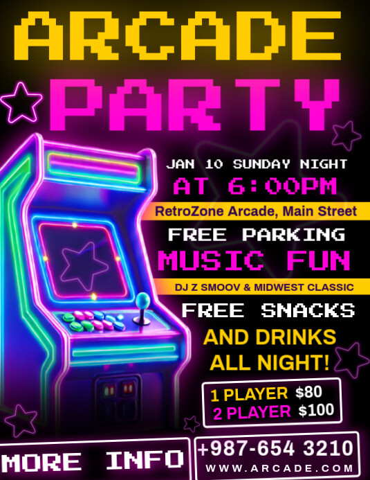 Arcade Game Night Template | PosterMyWall