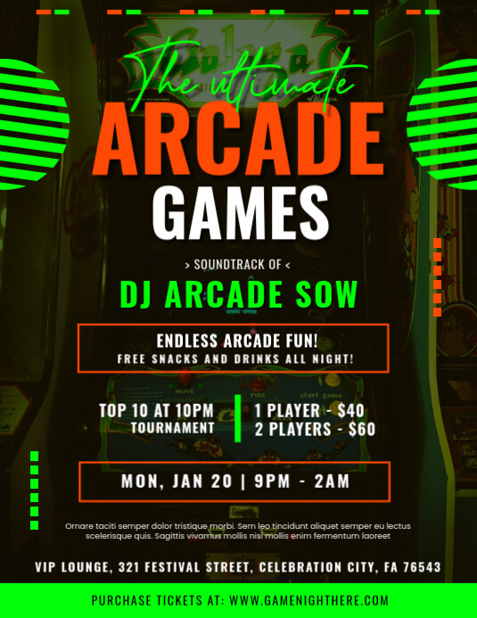 Arcade Games Flyer (US Letter) template