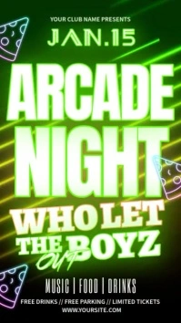Arcade Night Boy Game Night História do Instagram template