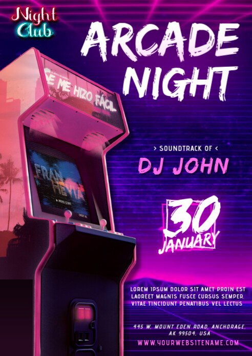 Arcade Night A6 template