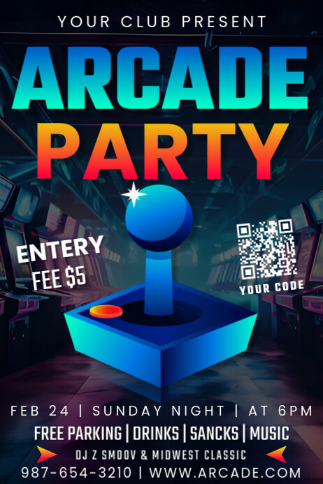 Arcade Party Template Poster