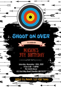 Archery birthday birthday invitation A6 template