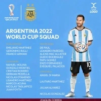 ARGENTINA 2022 WORLD CUP SQUAD Instagram Post template