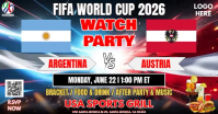Argentina vs Austria 2026 World Cup Match Night – Live Watch Party Facebook Shared Image Video Isithombe Esabiwe ku-Facebook template