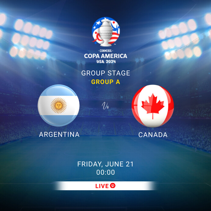 Argentina Vs Canada Copa America 2024 Instagr Templat | PosterMyWall