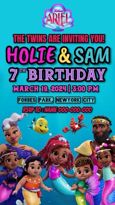 Ariel's birthday invitation Tiktok Video template