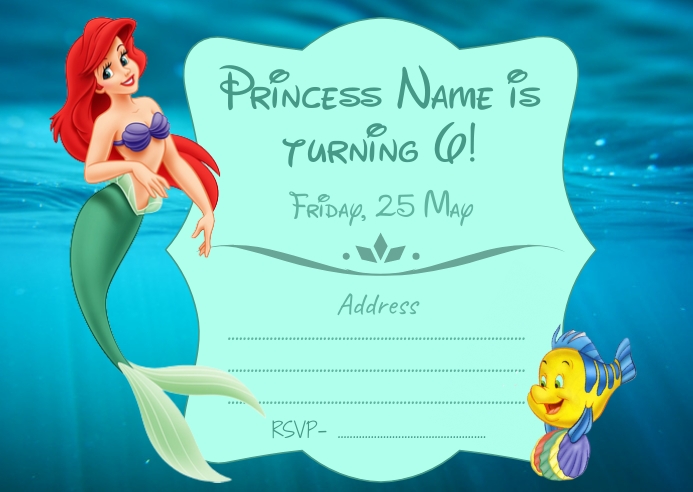 Ariel Birthday Card A6 template