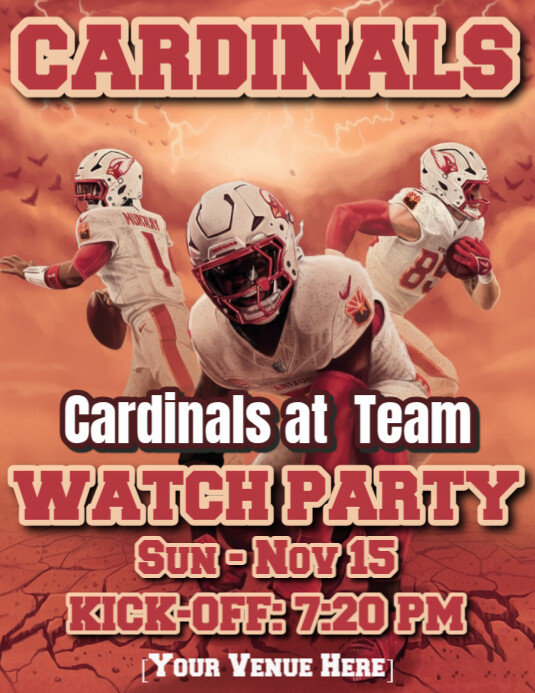 Arizona Cardinals Watch Party Template | PosterMyWall