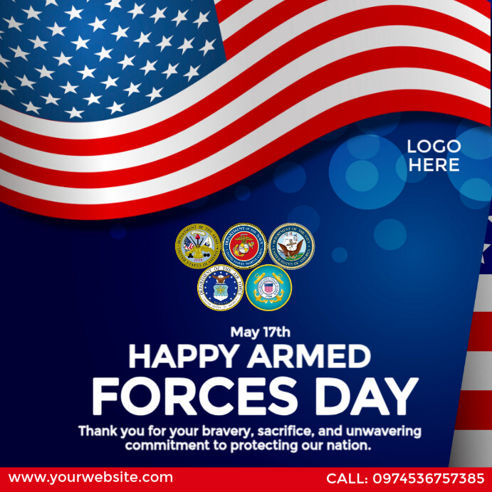 armed forces day โพสต์บน Instagram template