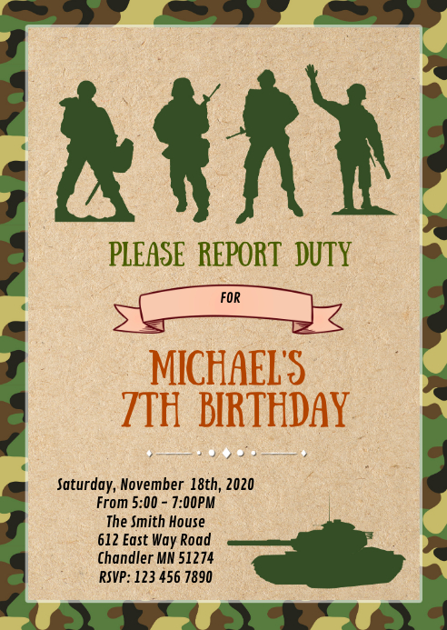 Modele Armee Fete Invitation Postermywall Modele Armee Fete Invitation Postermywall
