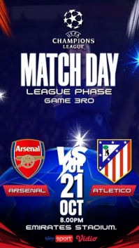 Arsenal vs atletico madrid История на Instagram template