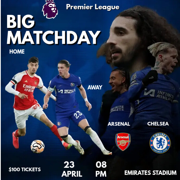 ARSENAL VS CHELSEA MATCHDAY Template PosterMyWall arsenal-vs-chelsea-matchday-template-postermywall
