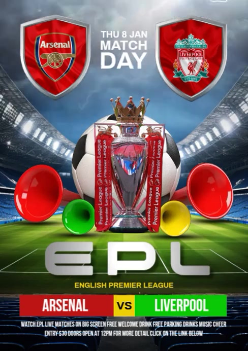 arsenal vs liver pool Template | PosterMyWall