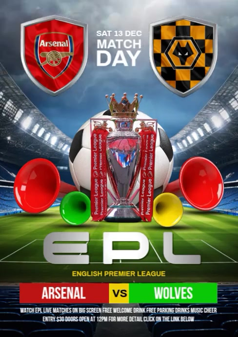 Arsenal vs Wolves A4 template