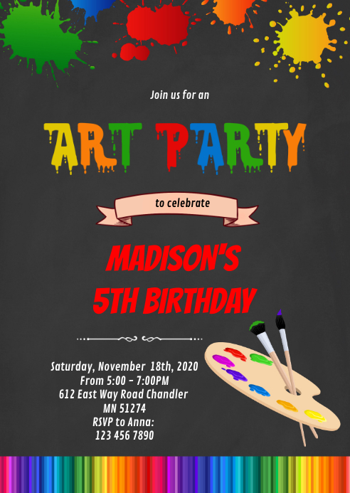 Art and craft birthday party invitation Template | PosterMyWall