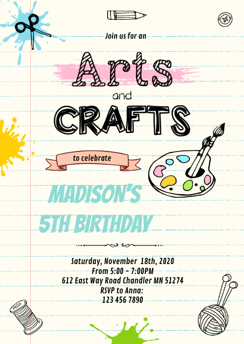 Craft Invitation Sample Craft For Party Invitations Printable