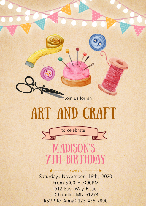 Art and craft birthday party invitation Template | PosterMyWall