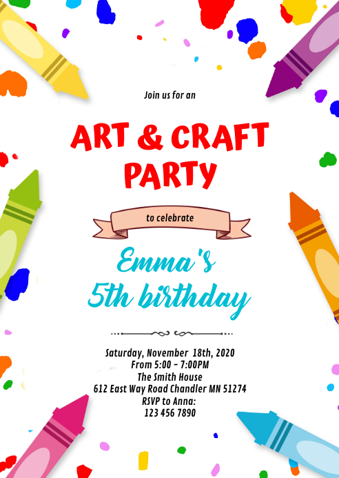 Copy of Art and craft party invitation | PosterMyWall