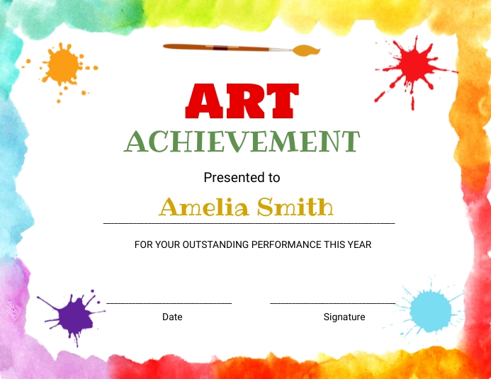 Art Award Certificate Volante (Carta US) template