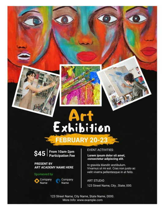 Art Event Exhibition  Flyer Volantino (US Letter) template