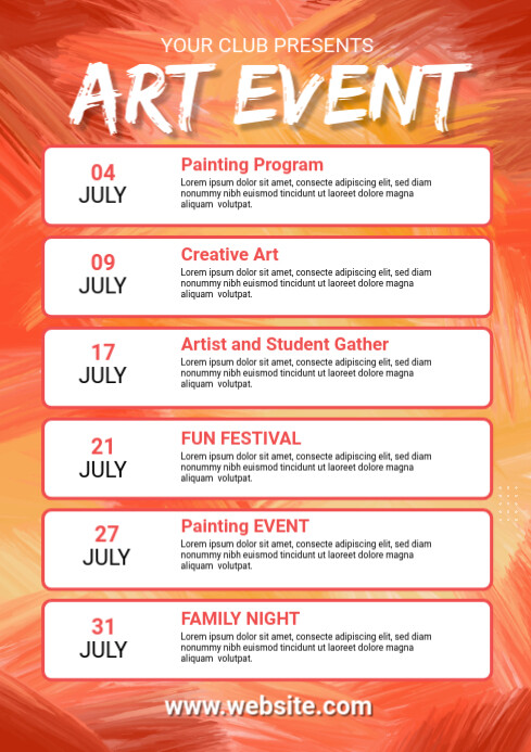 Art Event Schedule Flyer A4 template