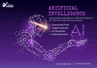 Artificial Intelligence Learning Course Postcard template