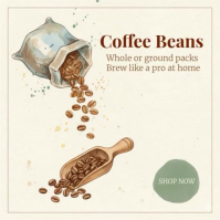 Artisan Roast Gourmet Coffee Beans - Available as Whole Bean or Freshly Ground for the Perfect Home Instagram-opslag template