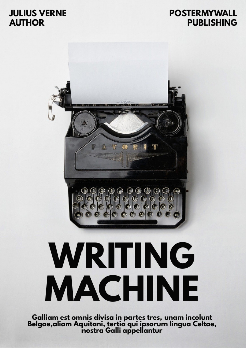 artistic writing machine book cover design te Template | PosterMyWall