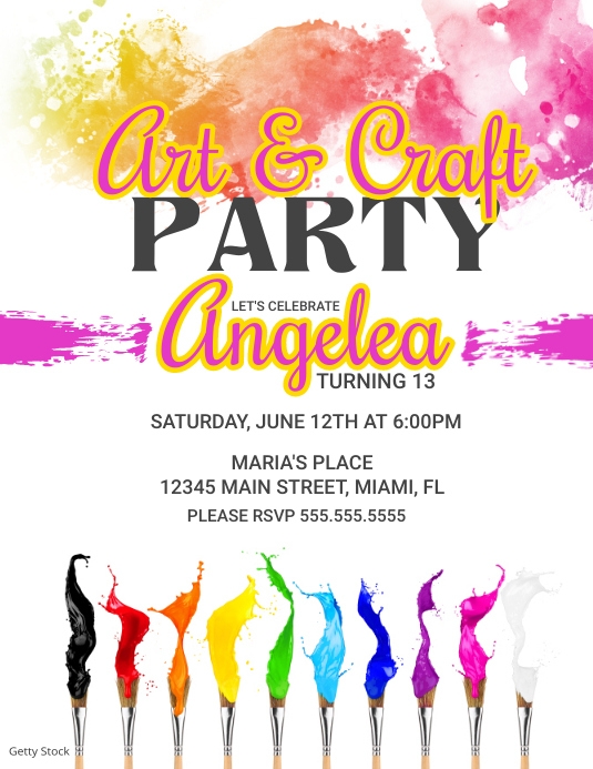 Craft Invitation Sample Plantilla de Arts & Craft Party Invitation Template | PosterMyWall
