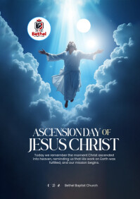 Blue Ascension Day of Jesus Christ A4 Template