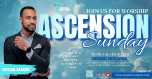 Blue Ascension Sunday Worship Service Facebook Shared Image Template