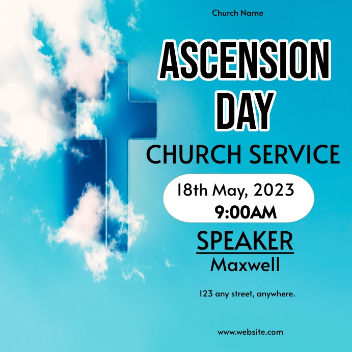 ascesion day curch service invitation Instagram Post template