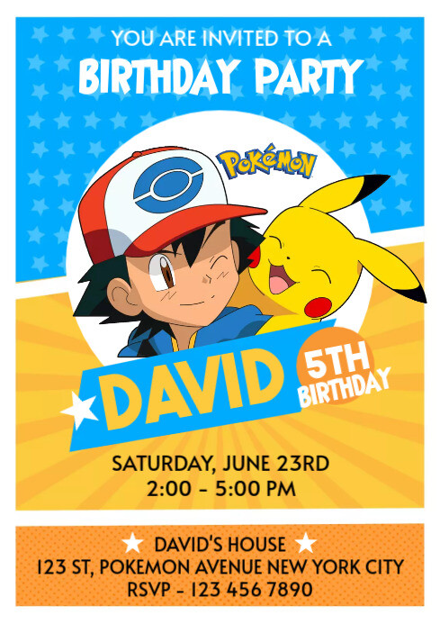 Ash Pokemon Birthday Invitation Template | PosterMyWall Ash Pokemon Birthday Invitation Template | PosterMyWall