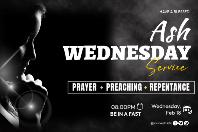 Ash Wednesday Service Posters Template | PosterMyWall