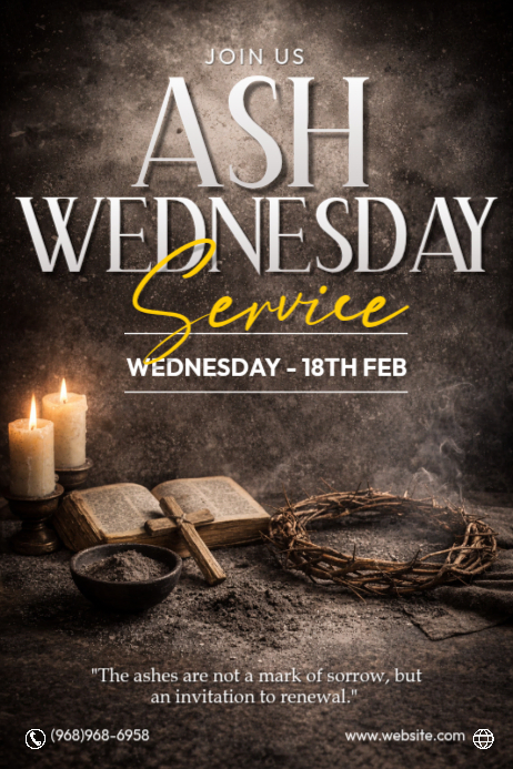 Ash Wednesday Service Poster Template | PosterMyWall