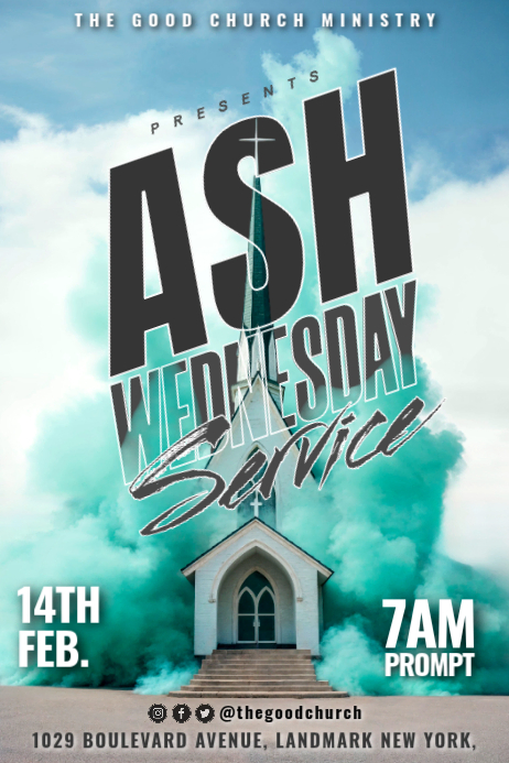 Ash Wednesday Service Posters Template | PosterMyWall