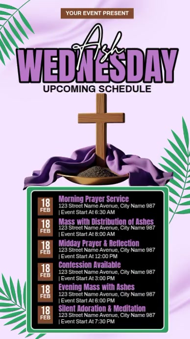 Ash Wednesday Upcoming Schedule Template | PosterMyWall