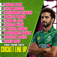 Asia Tour Cricket 2025 Lineup Post Instagram template
