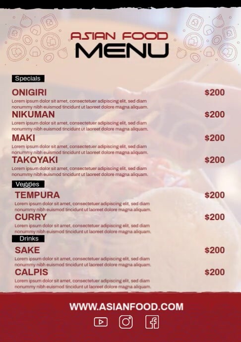 Asian Menu Text Copy of Asian Food Menu Ads | PosterMyWall