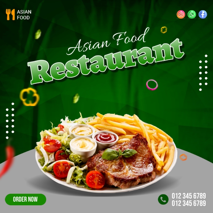 Asian Food Menu Instagram Post template