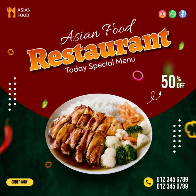 Asian Menu Text Asian Food Restaurant Template | PosterMyWall
