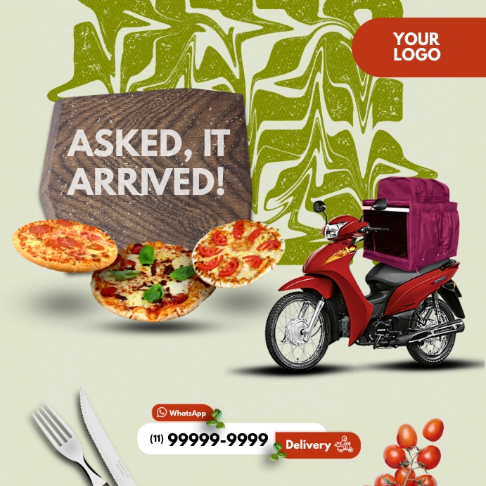 Asked, it arrived pizza Instagram 帖子 template