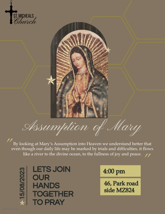 Assumption of Mary Sermon Church Event Рекламная листовка (US Letter) template