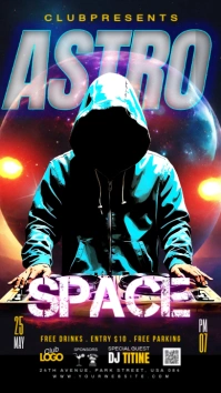 astro space party night template Historia de Instagram