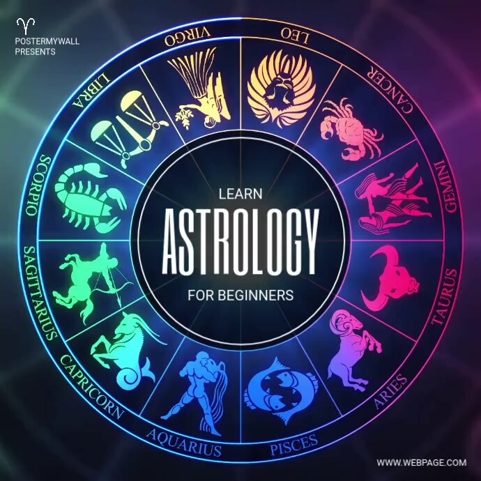 Astrology course video banner template Publicação no Instagram