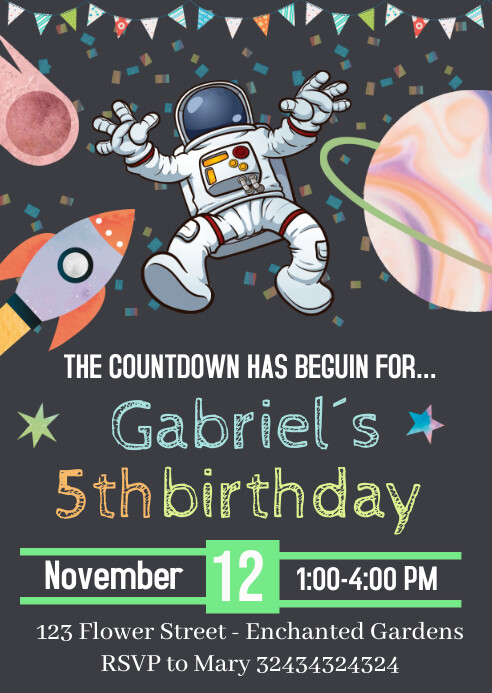 Astronaut Birthday Invitation Template | PosterMyWall