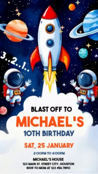 astronaut space birthday invitation (1) Instagram Reel template