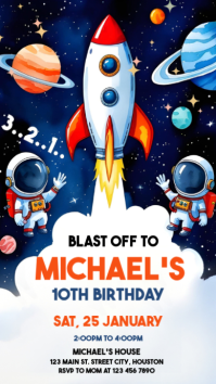 astronaut space birthday invitation Historia de Instagram template